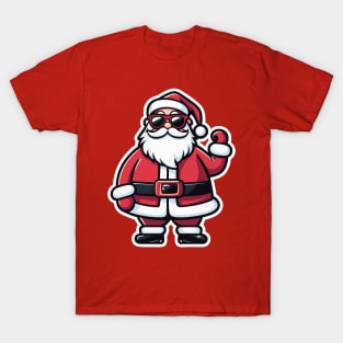 Santa Claus Sunglasses Christmas Drawing T-Shirt